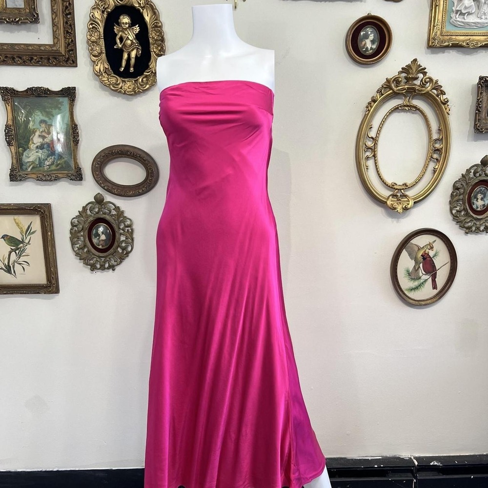 French Connection Pink Strapless Midi Dress Size XS